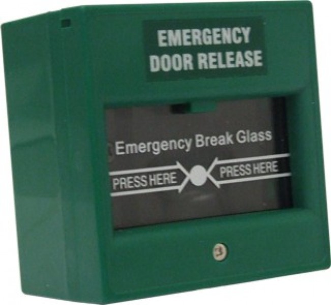Break glass fire emergency exit button 