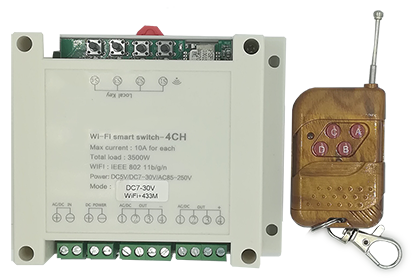 4 channel WiFi smart switch with remote control